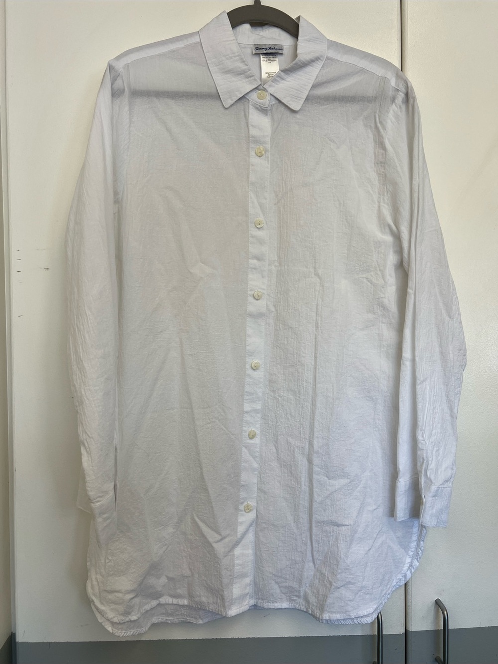 Tommy Bahama White Long-Sleeve Button-Up Shirt Cotton Classic Sheer Collared